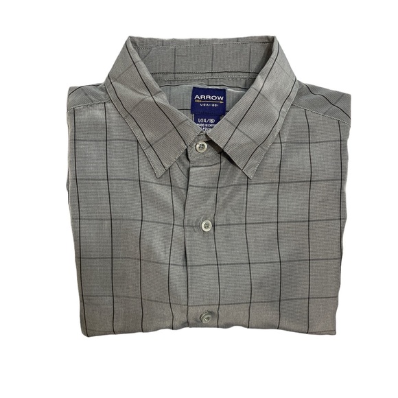 Arrow Boys Large Gray and Black Striped Dress Shirt - Picture 1 of 4